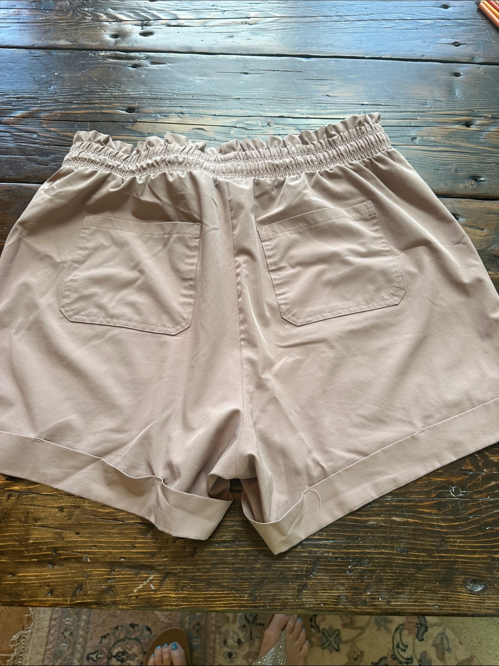 Danskin High-Waist Drawstring Shorts – Blye, Rose, Tan size L - Picture 10 of 13